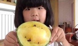 哈密瓜孩子吃瓜视频,萌态十足引网友热议